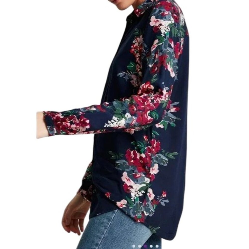 Joules Elvina Blouse 6 Floral Border Navy 217646